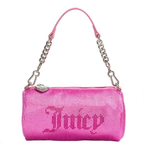 Juicy Couture Handbags - Juicy Couture Pink Rhinestone Crystal Covered Hazel Shoulder Barrel Bag & Pouch